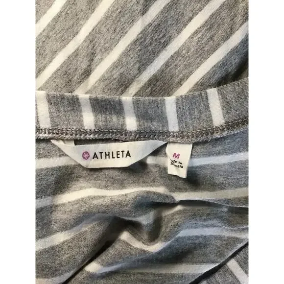 Athleta Women Scoop Neck Striped Maxi Dress Sz.Med EUC Gray Comfortable Athletic - Picture 8 of 9